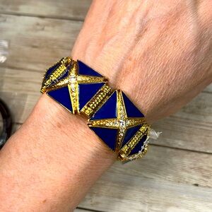 Hutton Wilkinson Gold and Blue Geometric Bracelet